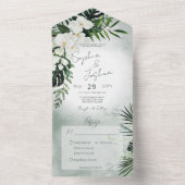 Boho Tropical Greenery Modern Green Dinner All In One Uitnodiging (Binnen)