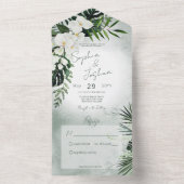 Boho Tropical Greenery Modern Green No Dinner All In One Uitnodiging (Binnen)