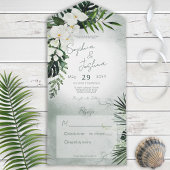 Boho Tropical Greenery Modern Green No Dinner All In One Uitnodiging
