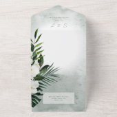 Boho Tropical Greenery Modern Green QR Code All In One Uitnodiging (Buitenkant)