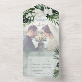 Boho Tropical Greenery Modern Photo Dinner All In One Uitnodiging (Binnen)