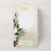 Boho Tropical Greenery Modern Zand Foto CUSTOM All In One Uitnodiging (Buitenkant)