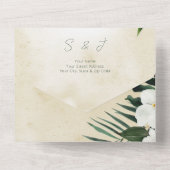 Boho Tropical Greenery Modern Zand Foto CUSTOM All In One Uitnodiging (Achterkant)