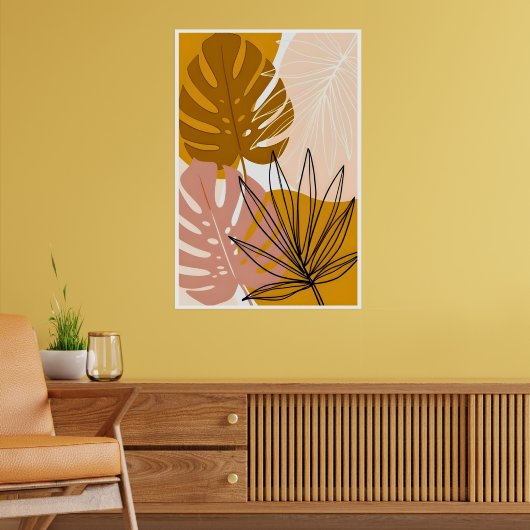 Boho Tropical Leaf Art Poster (Woonkamer 2)