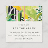 Boho Tropical Leafy Foliage Botanical Thank You Vierkante Visitekaartje (Voorkant)