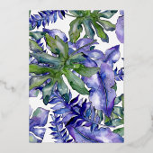 Boho Tropical Leaves Lavender Green Bridal Tea Folie Uitnodiging (Achterkant)