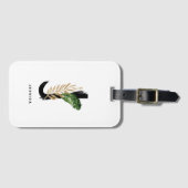 Boho Tropical Leaves Letter J Monogram Bridesmaid Bagagelabel (Voorkant (horizontaal))