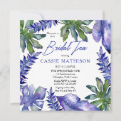 Boho Tropical Leaves Paars | Green Bridal Tea Kaart (Voorkant)