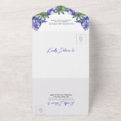 Boho Tropical Leaves Paarse Green Wedding All In One Uitnodiging (Buitenkant)