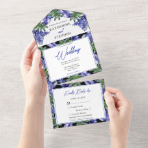 Boho Tropical Leaves Paarse Green Wedding
