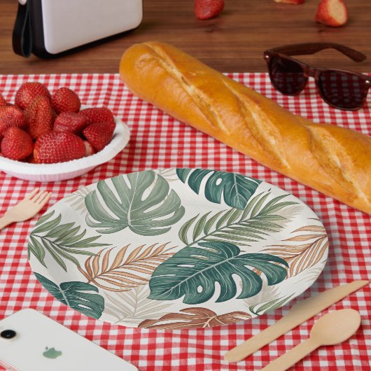 Boho Tropical Leaves Papieren Bordje (Picknick)