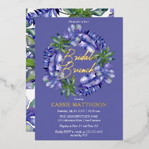 Boho Tropical Leaves Peri   Groene Bridal Brunch Folie Uitnodiging