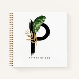 Boho Tropical Letter P Monogram Palm Leaves Notitieboek