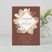 Boho Tropical Love Diamond Lijst Wedding Gold Folie Uitnodiging (Staand Voorkant)