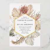 Boho Tropical Love Wedding Gold Folie Uitnodiging (Voorkant)