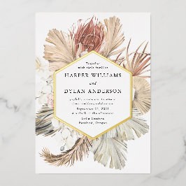 Boho Tropical Love Wedding Gold Folie Uitnodiging
