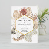 Boho Tropical Love Wedding Gold Folie Uitnodiging (Staand Voorkant)