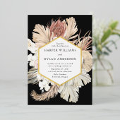 Boho Tropical Love Wedding Gold Folie Uitnodiging (Staand Voorkant)