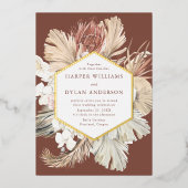 Boho Tropical Love Wedding Gold Folie Uitnodiging (Voorkant)