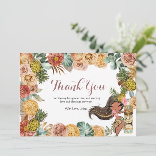 Boho Tropical Luau Dank je wel Bedankkaart (Staand voorkant)