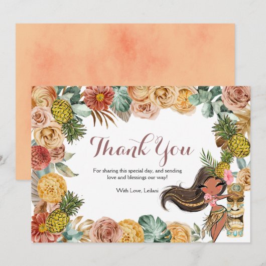 Boho Tropical Luau Dank je wel Bedankkaart (Voorkant / Achterkant)
