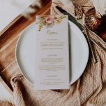 Boho Tropical Menu Wedding Party Food Drinken C103<br><div class="desc">Onze menkkaarten zijn voorzien van een roemeense waterverf tropische bloem en handschrift - een mooie toevoeging aan uw vrijgezellenfeest of trouwtafels. Dit object maakt deel uit van ons Camila bruiloft collectie C103. Winkel alsjeblieft onze winkel voor het coördineren van objecten.</div>