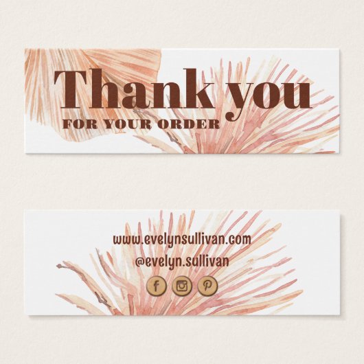 Boho tropical mini bijsluiter mini visitekaartjes (Voorkant /achterkant)