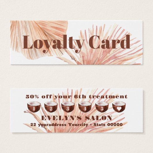 Boho Tropical Mini Loyalty Card Visitekaartjes (Voorkant /achterkant)