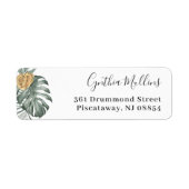 Boho Tropical Monstera Leaves Return Address Label (Voorkant)