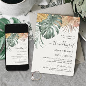 Boho Tropical Oasis Leaves Wedding Kaart