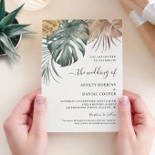 Boho Tropical Oasis Leaves Wedding Kaart