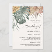 Boho Tropical Oasis Leaves Wedding Kaart (Voorkant)