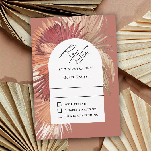 Boho Tropical Oasis Wedding RSVP Kaartje