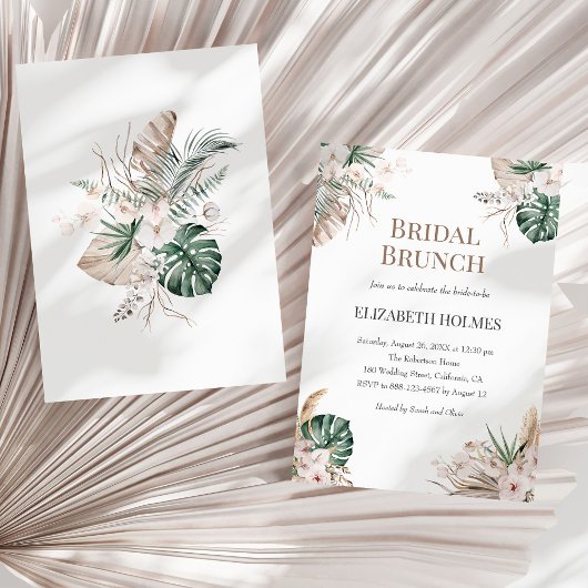 Boho Tropical Orchid Bridal Brunch Uitnodiging