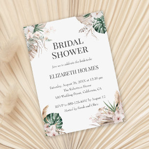 Boho Tropical Orchid Bridal Shower Uitnodiging