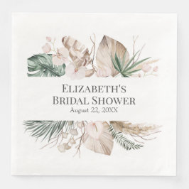 Boho Tropical Orchid en Monstera Paper Napkin Servet