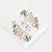 Boho Tropical Orchid en Monstera Paper Napkin Servet (Hoek)