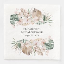 Boho Tropical Orchid en Monstera Paper Napkin Servet