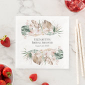 Boho Tropical Orchid en Monstera Paper Napkin Servet (Insitu)