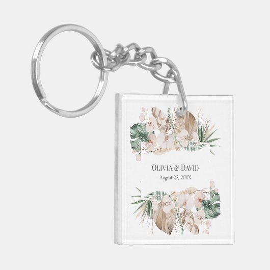 Boho Tropical Orchid en Monstera Sleutelhanger (Voorkant Links)
