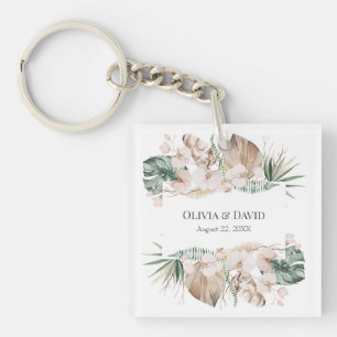 Boho Tropical Orchid en Monstera Sleutelhanger