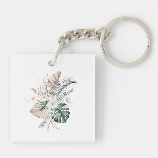 Boho Tropical Orchid en Monstera Sleutelhanger (Achterkant)