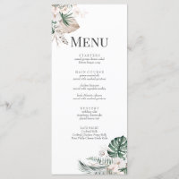Boho Tropical Orchid & Monstera Wedding Menu Kaart