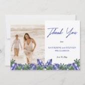 Boho Tropical Paars | Green Wedding Foto Dank Y Bedankkaart (Voorkant)