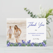 Boho Tropical Paars | Green Wedding Foto Dank Y Bedankkaart (Staand voorkant)