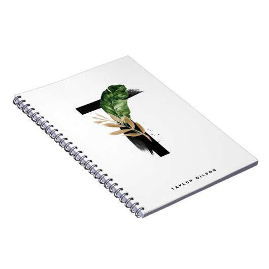 Boho Tropical Palm Leaves Letter T Monogram Notitieboek (Rechterzijde)