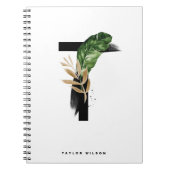 Boho Tropical Palm Leaves Letter T Monogram Notitieboek (Voorkant)