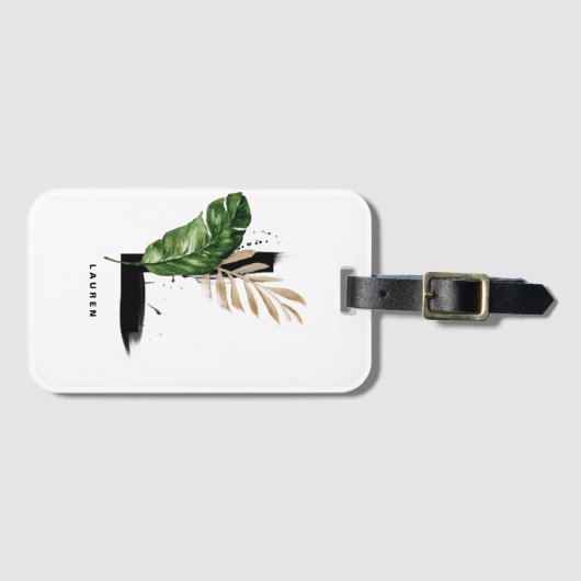 Boho Tropical Palm Letter L Monogram Bridesmaid Bagagelabel (Voorkant (horizontaal))
