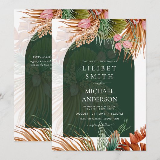 BOHO Tropical Pampas Grass Wedding (Voorkant / Achterkant)