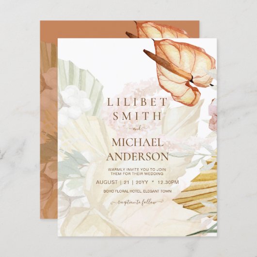 BOHO Tropical Pampas Grass Wedding (Voorkant / Achterkant)